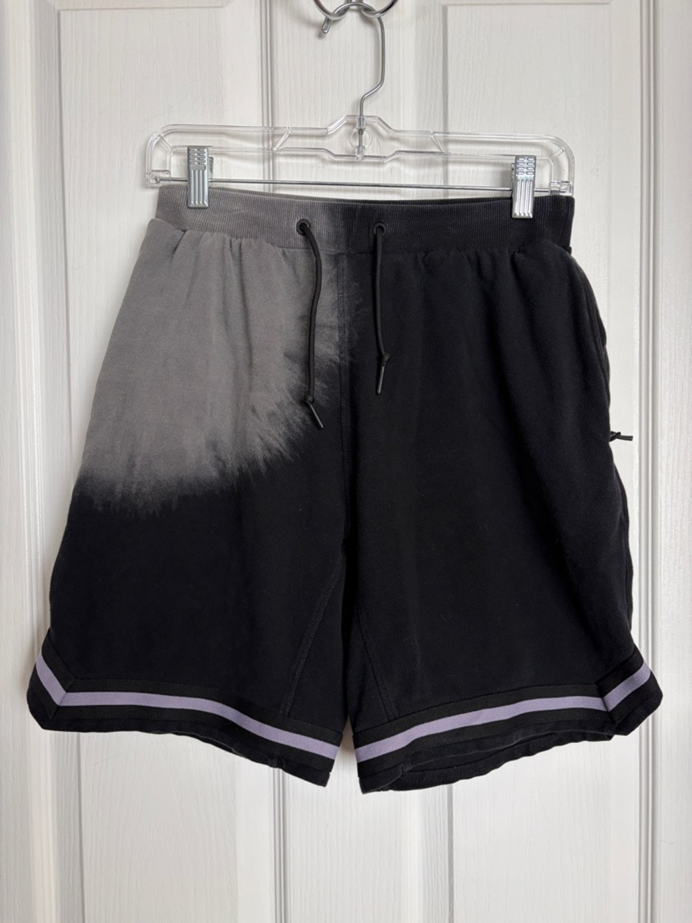 Zanerobe Black & Gray Dip-Dye Athletic Shorts with Purple Trim
